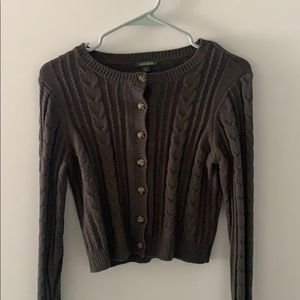 Green Cropped Cable knit Sweater